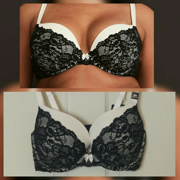 Torrid Plunge Bra Ivory Black Lace 36D - Picture 6 of 7